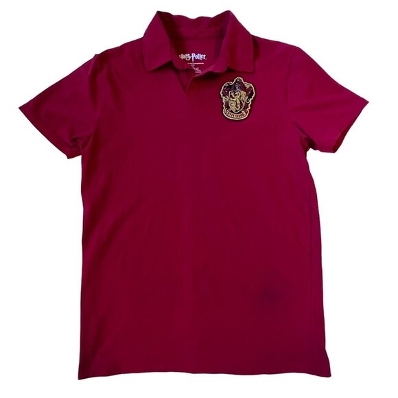Harry Potter Mens Med Polo Shirt Gryffindor Embroidered Patch Red S/S Collar - Picture 4 of 8